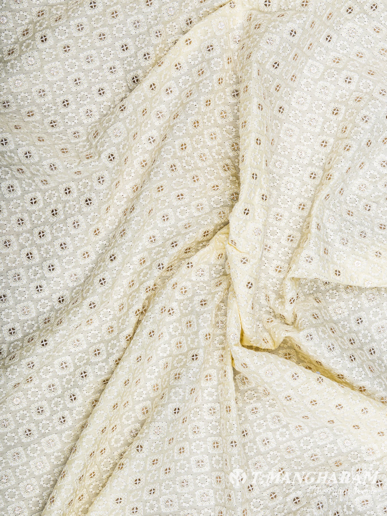 Cream Georgette Embroidery Fabric - EC6317