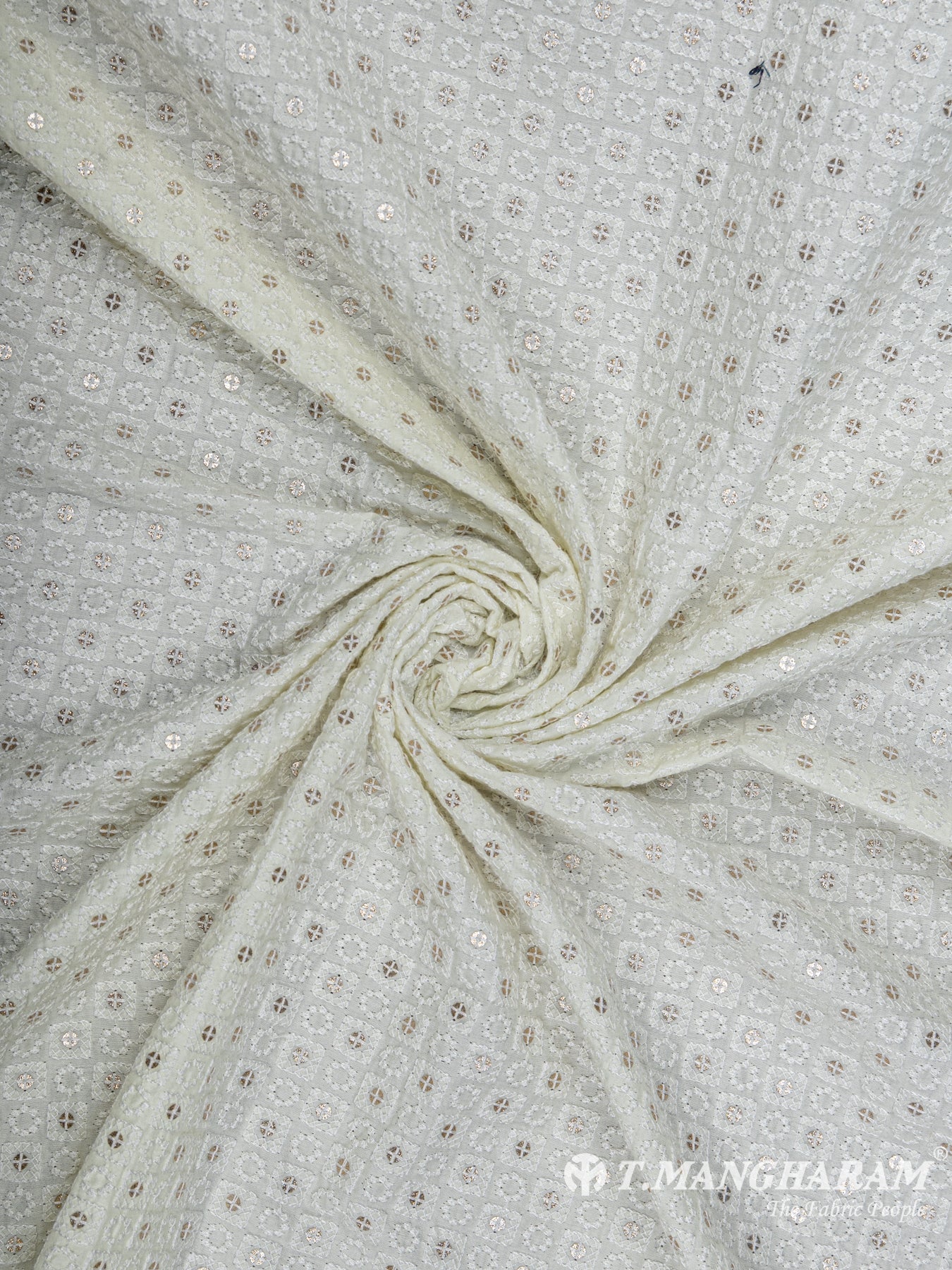 Cream Georgette Embroidery Fabric - EC6316 view-1