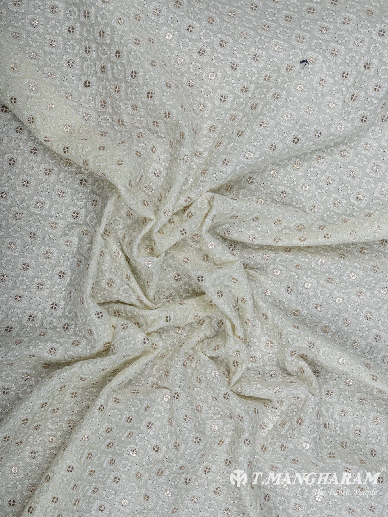 Cream Georgette Embroidery Fabric - EC6316 view-4
