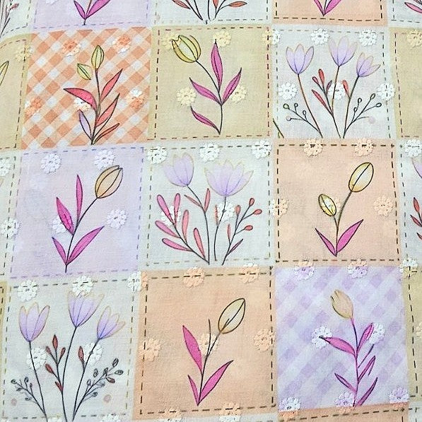 Floral Embroidery Cotton Fabric