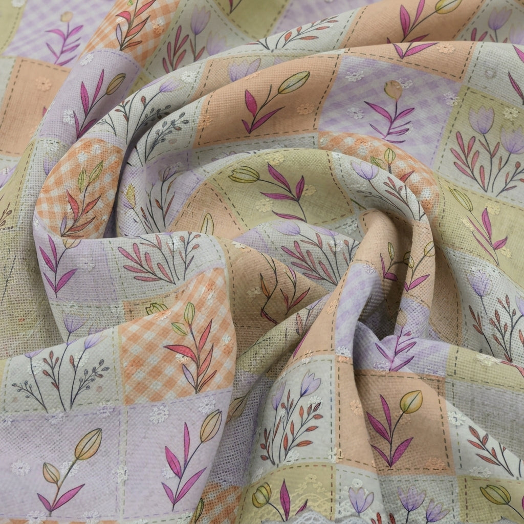 Floral Embroidery Cotton Fabric