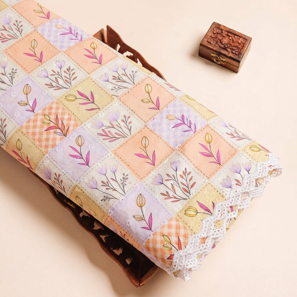 Floral Embroidery Cotton Fabric