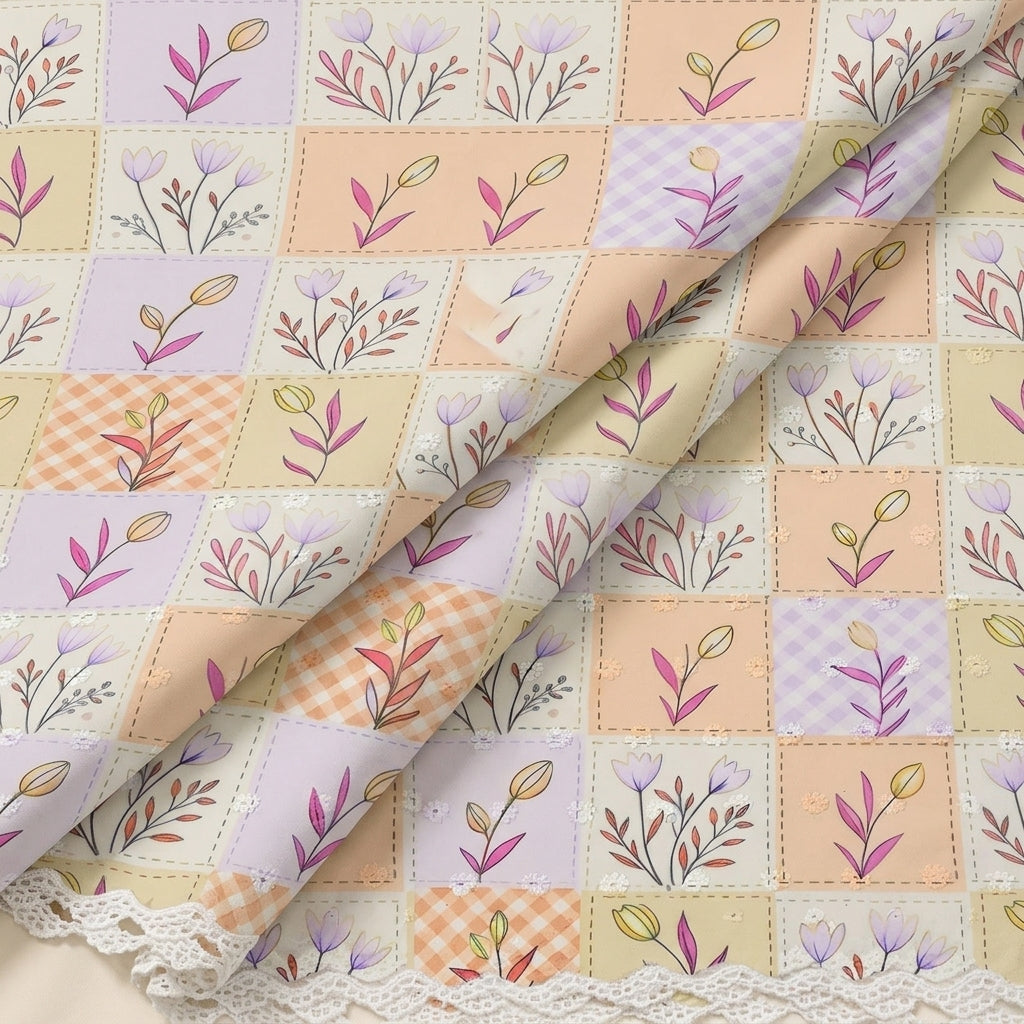 Floral Embroidery Cotton Fabric