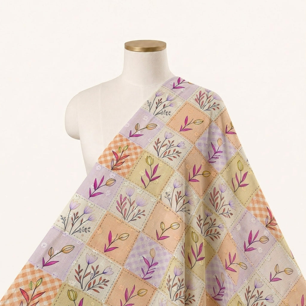 Floral Embroidery Cotton Fabric