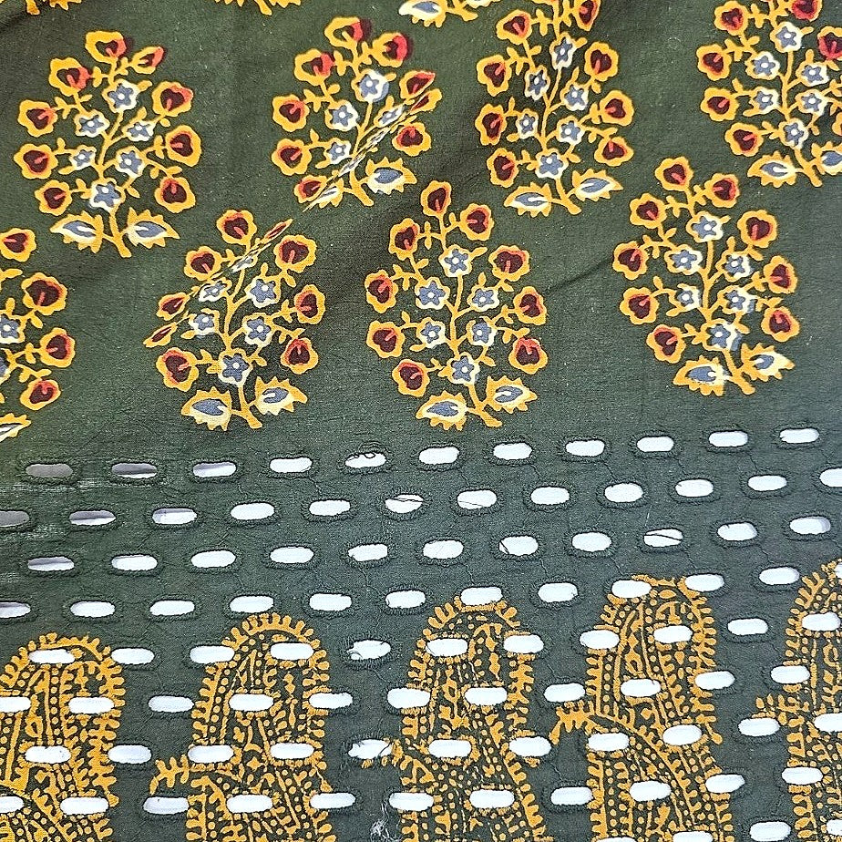 Green Floral Cotton Fabric - EC16860