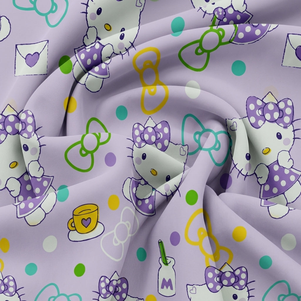 Swirled Printed Violet Printed Cotton Fabric