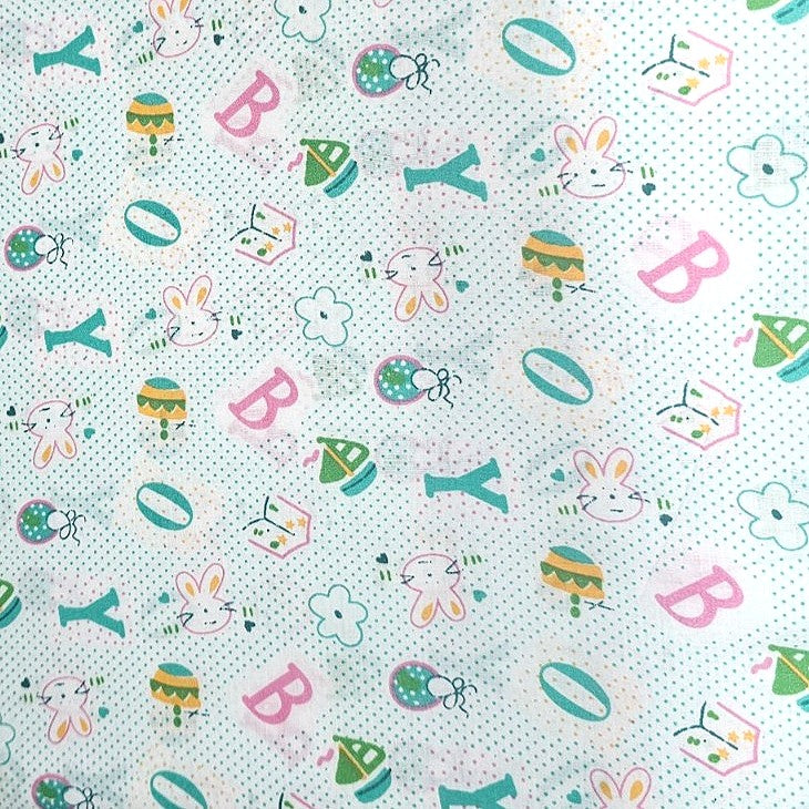 Light Green Printed Cotton Fabric - EA2499 - EA2499 - Flat fabric