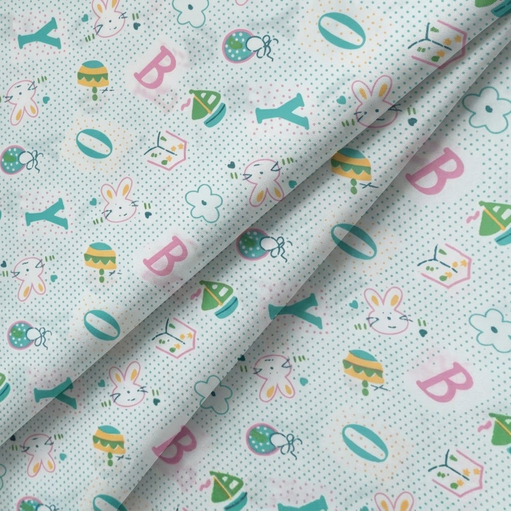 Light Green Printed Cotton Fabric - EA2499 - EA2499 - folds