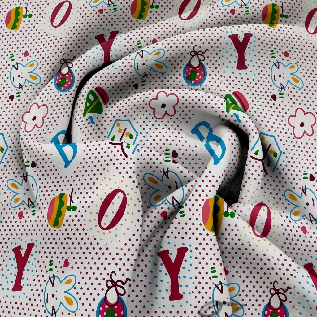 Swirled Printed Light Red Printed Cotton Fabric