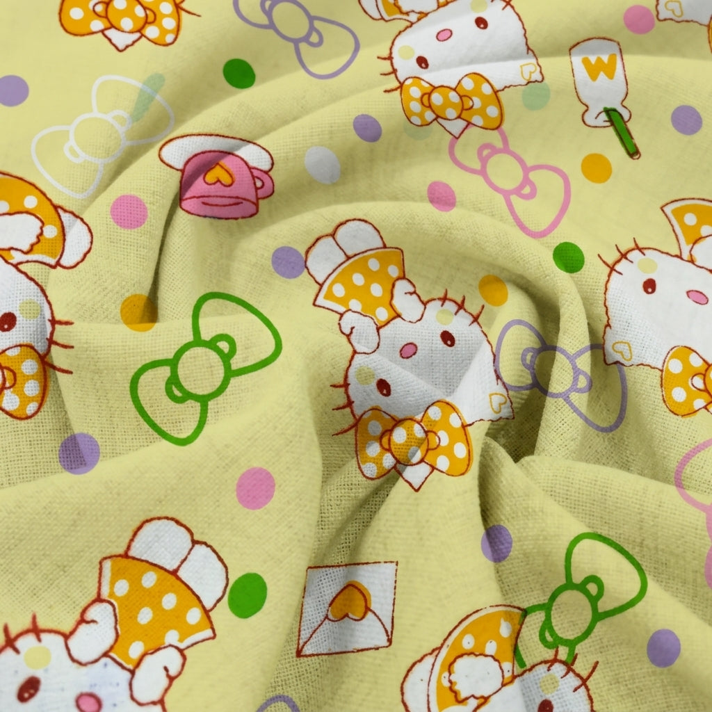 Swirled Printed Yellow Printed Cotton Fabric