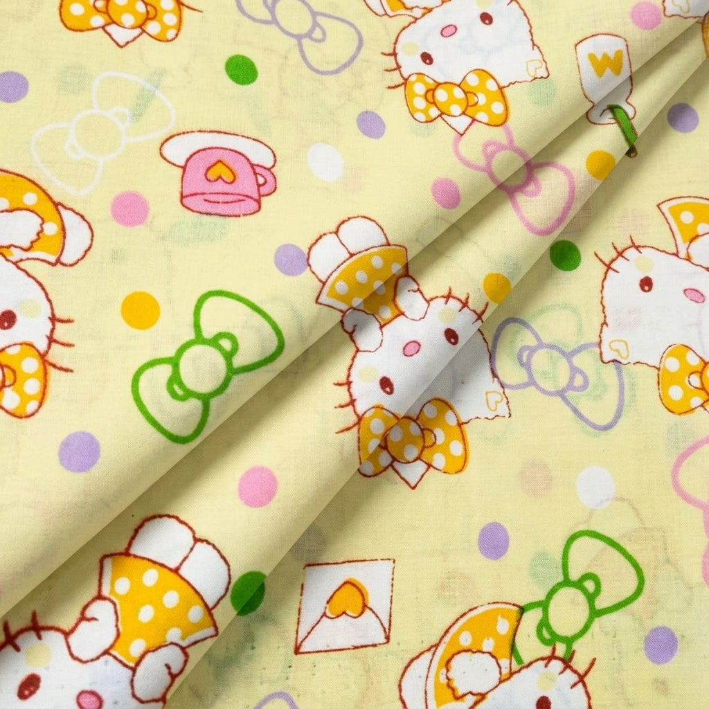 Folded Printed Yellow Printed Cotton Fabric