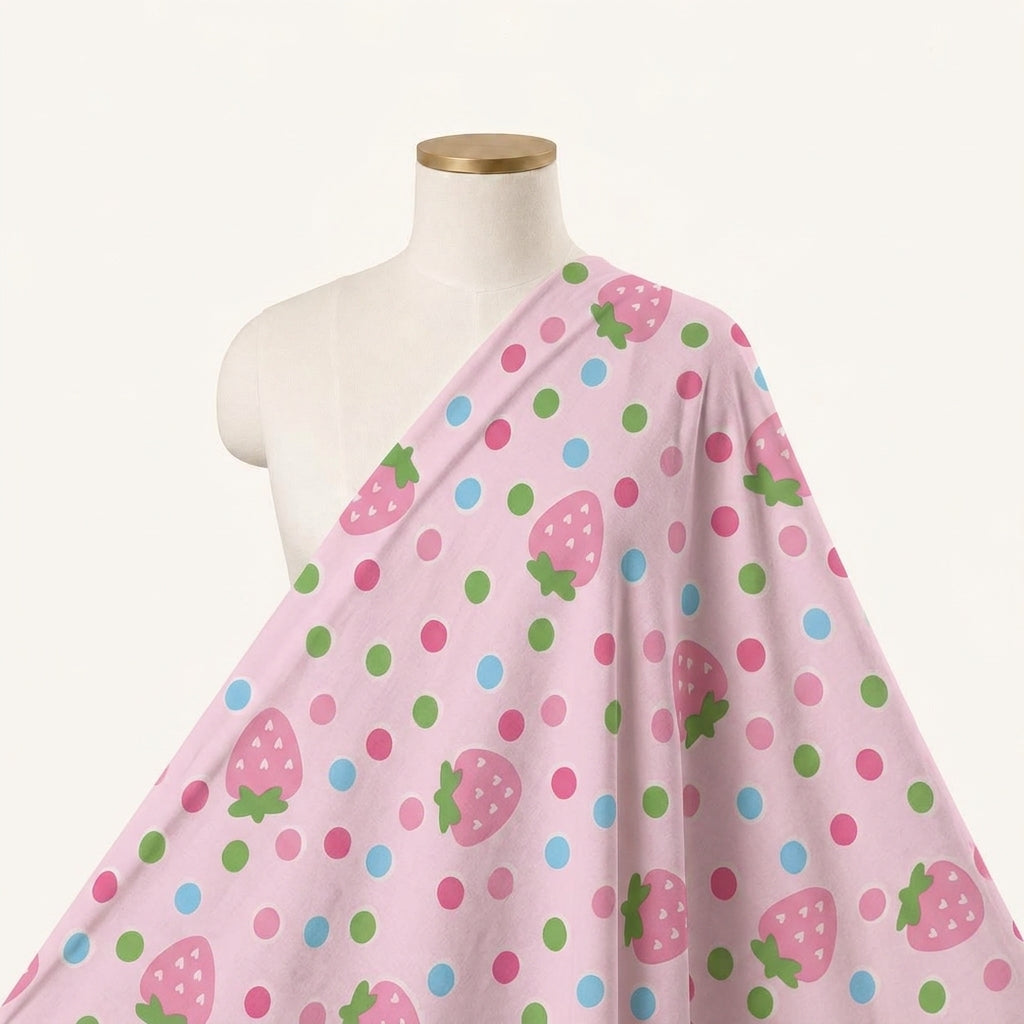 Printed Pink Printed Cotton Fabric Draped as a saree