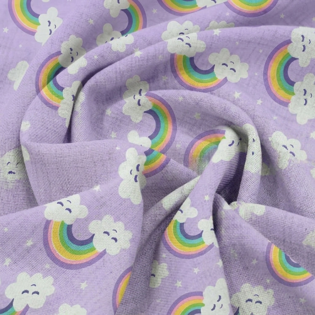 Swirled Printed Violet Printed Cotton Fabric