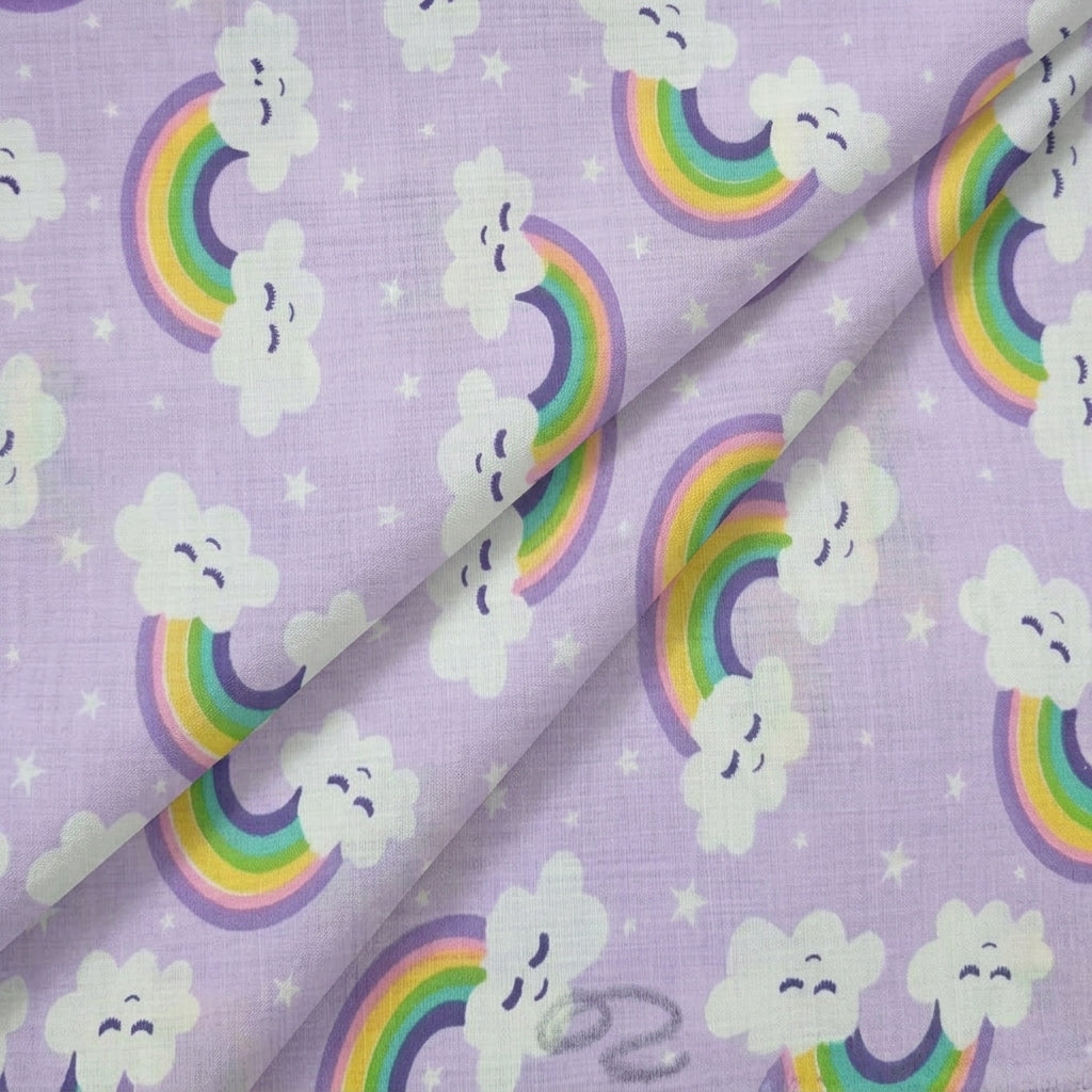 Folded Printed Violet Printed Cotton Fabric