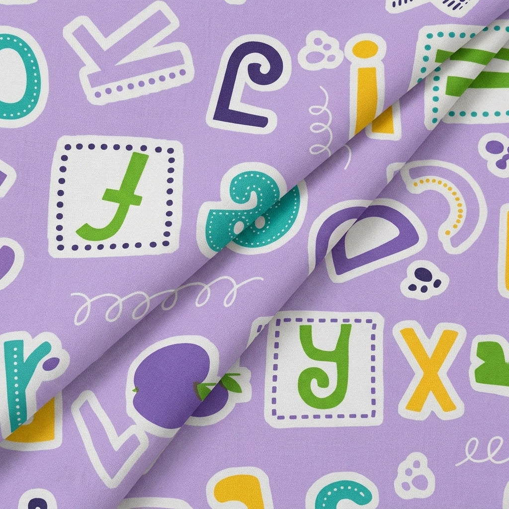 Folded Printed Violet Printed Cotton Fabric
