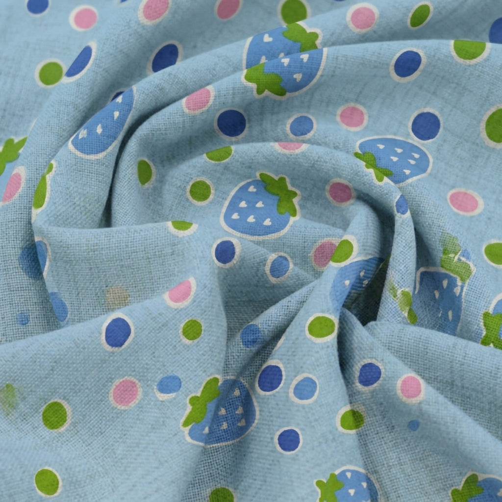Swirled Printed Blue Printed Cotton Fabric