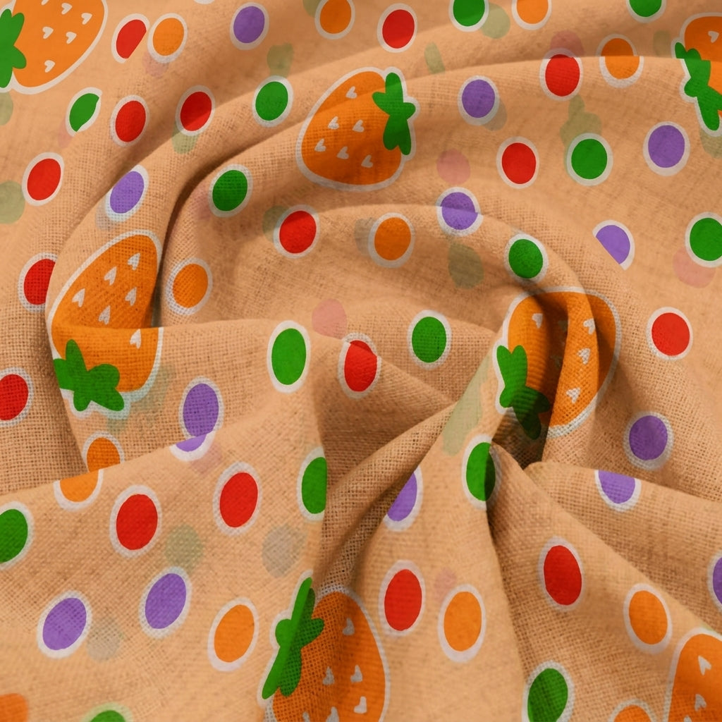 Swirled Printed Peach Printed Cotton Fabric