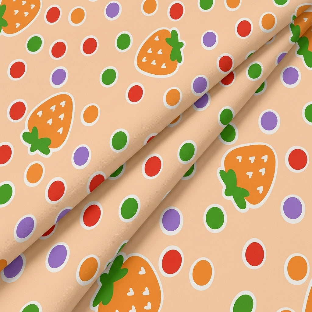 Folded Printed Peach Printed Cotton Fabric