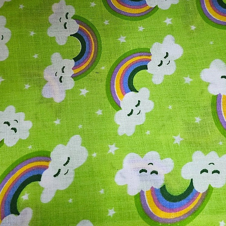 Green Printed Cotton Fabric - EA2513 - EA2513 - Flat fabric