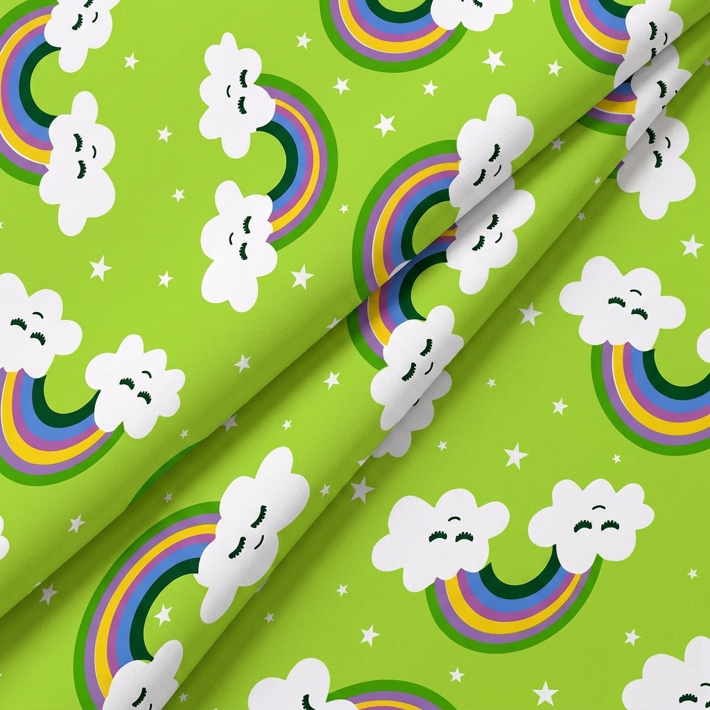 Folded Printed Green Printed Cotton Fabric
