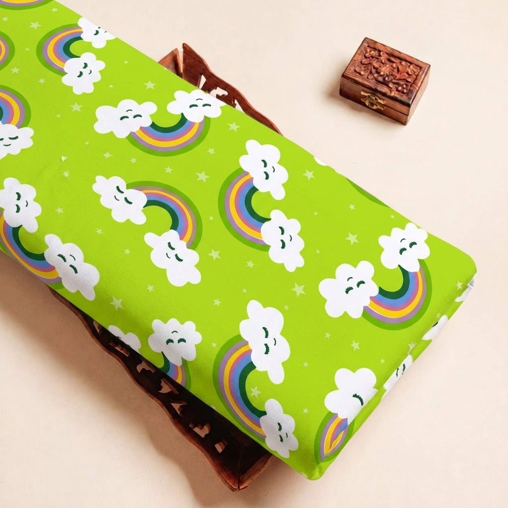 Green Printed Cotton Fabric - EA2513 - EA2513 - tray_3