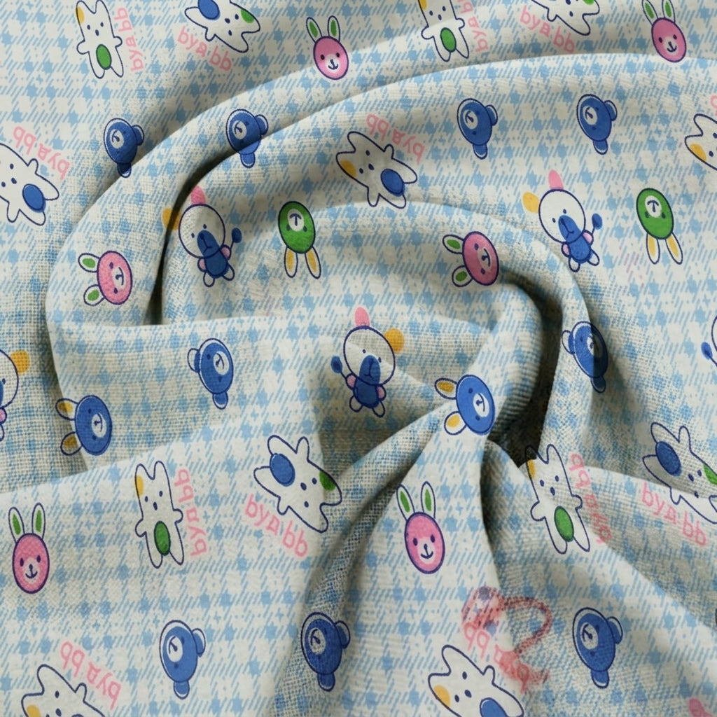 Swirled Printed Blue Printed Cotton Fabric