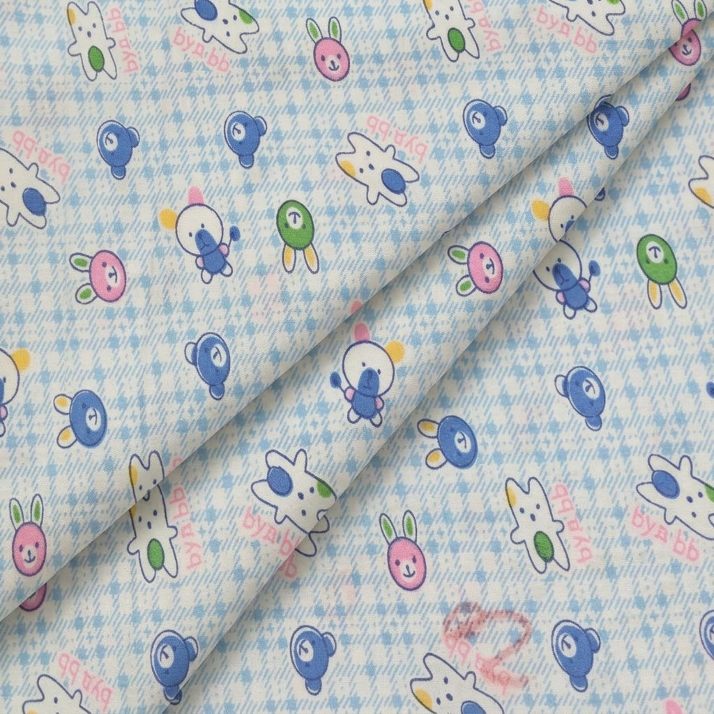 Folded Printed Blue Printed Cotton Fabric