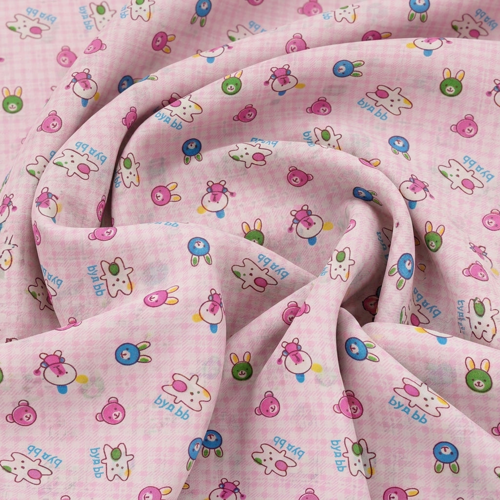 Swirled Printed Pink Printed Cotton Fabric
