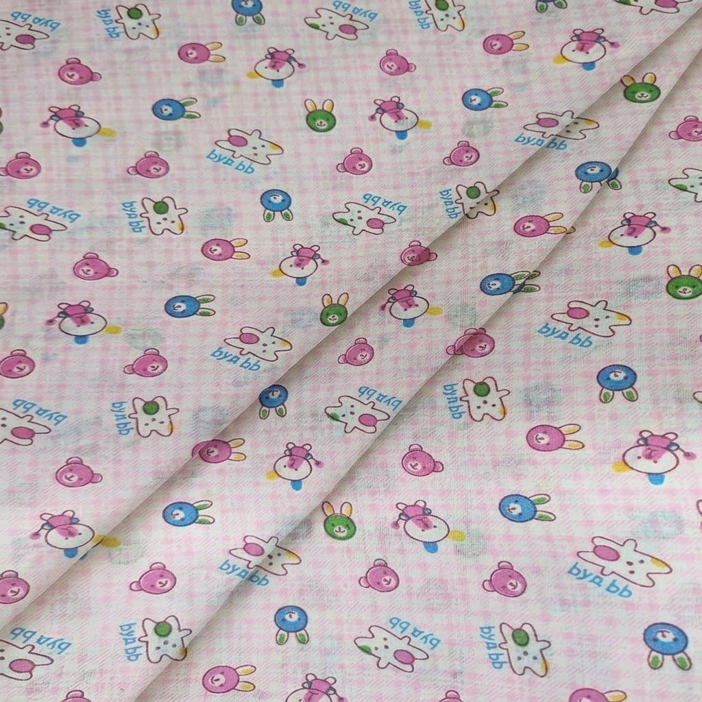 Folded Printed Pink Printed Cotton Fabric