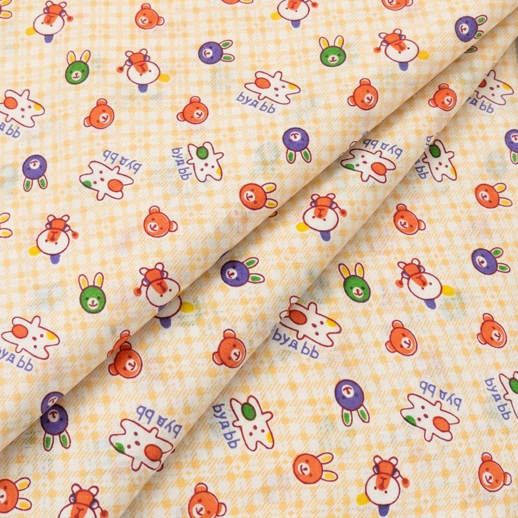 Folded Printed Light Yellow Printed Cotton Fabric