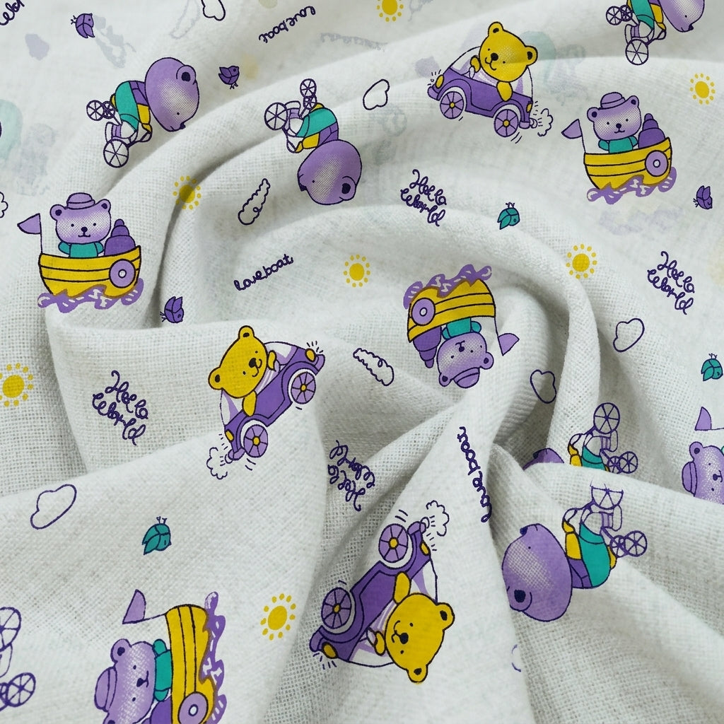 Swirled Printed White Printed Cotton Fabric