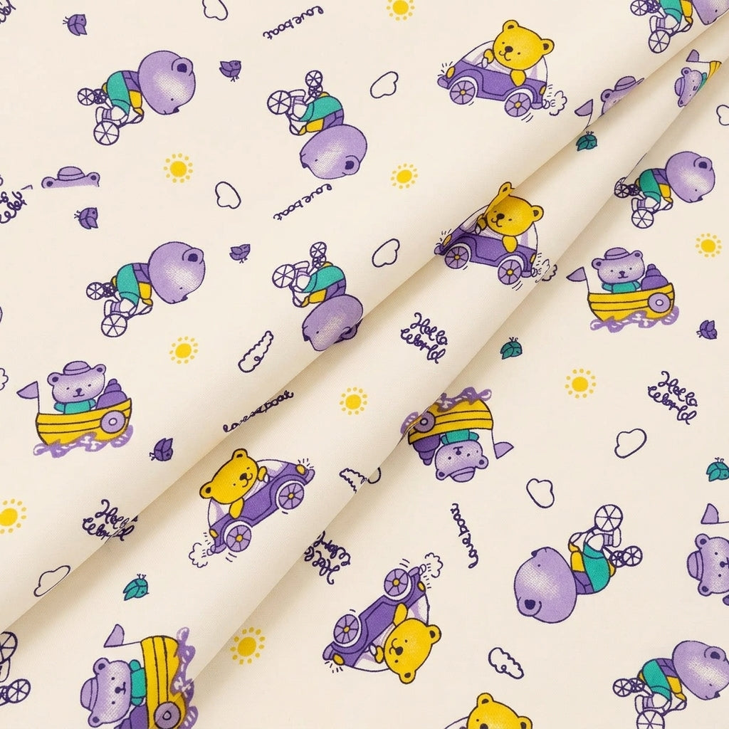 Folded Printed White Printed Cotton Fabric