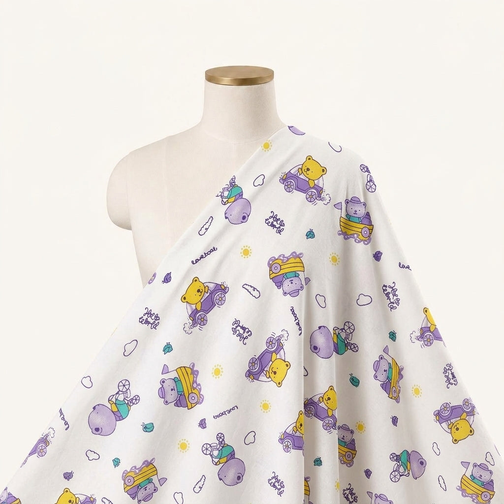 Printed White Printed Cotton Fabric Draped as a saree
