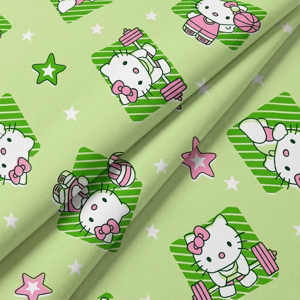 Folded Printed Green Printed Cotton Fabric