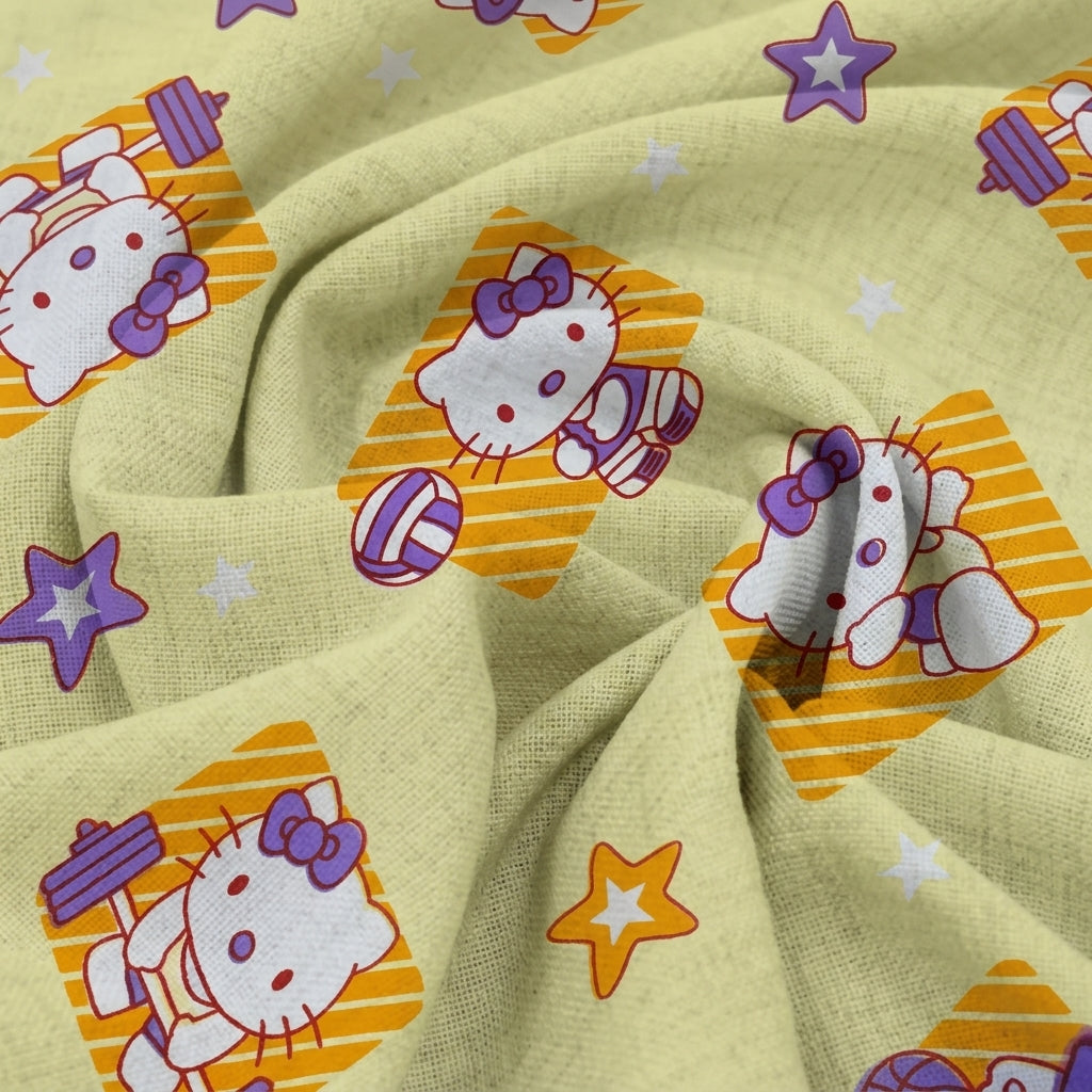 Swirled Printed Light Yellow Printed Cotton Fabric