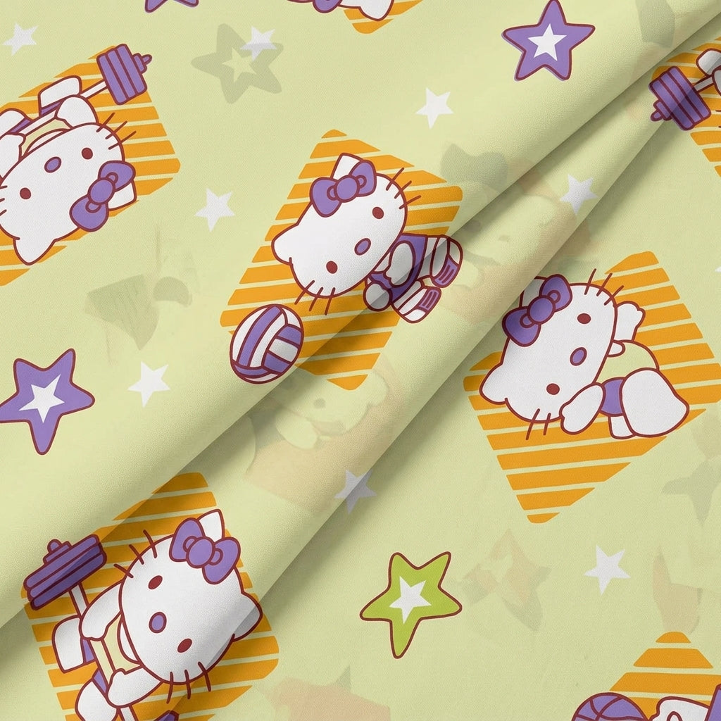 Folded Printed Light Yellow Printed Cotton Fabric