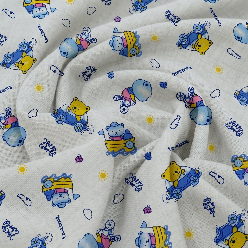 Swirled Printed White Printed Cotton Fabric