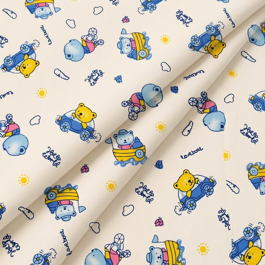 Folded Printed White Printed Cotton Fabric