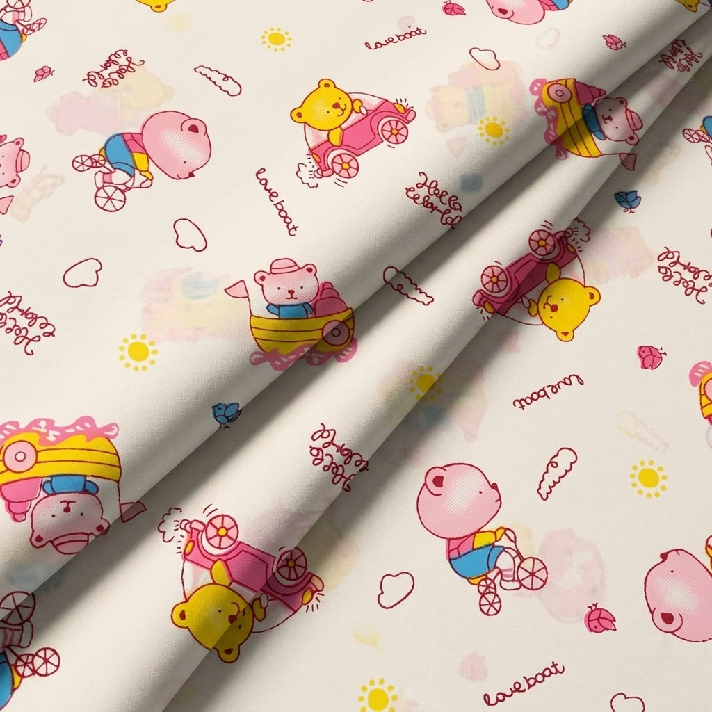 Folded Printed White Printed Cotton Fabric