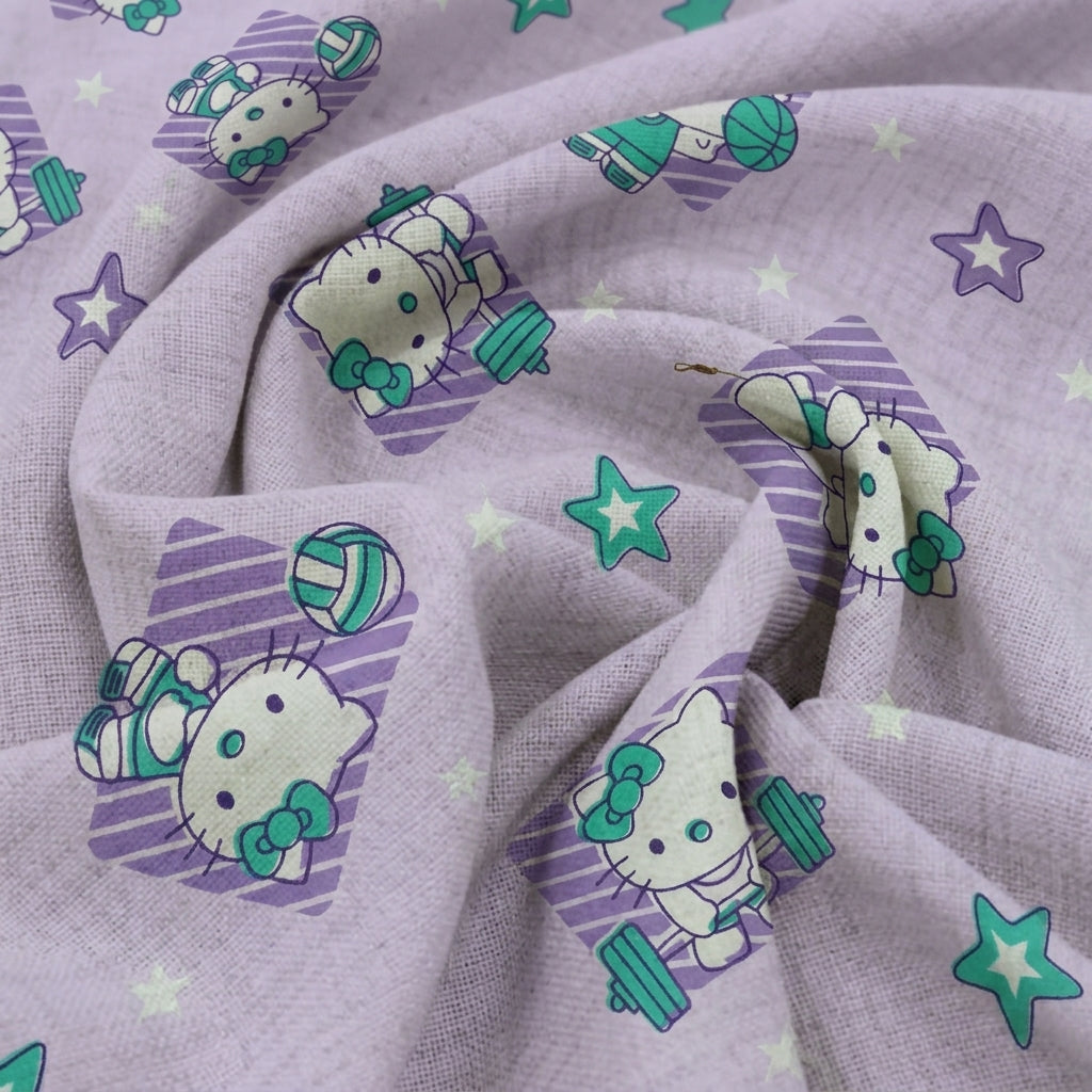 Swirled Printed Violet Printed Cotton Fabric
