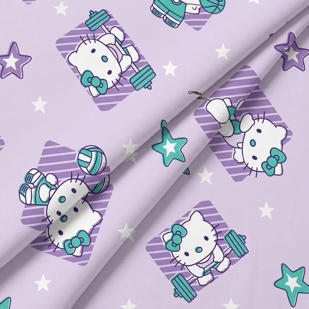 Folded Printed Violet Printed Cotton Fabric