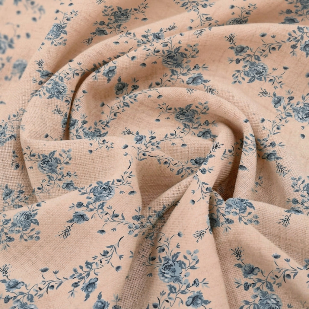 Swirled Floral Light Peach Floral Cotton Fabric
