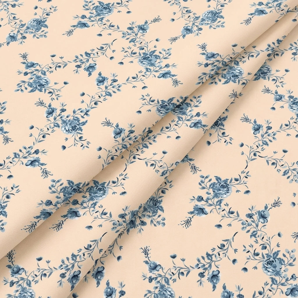 Folded Floral Light Peach Floral Cotton Fabric