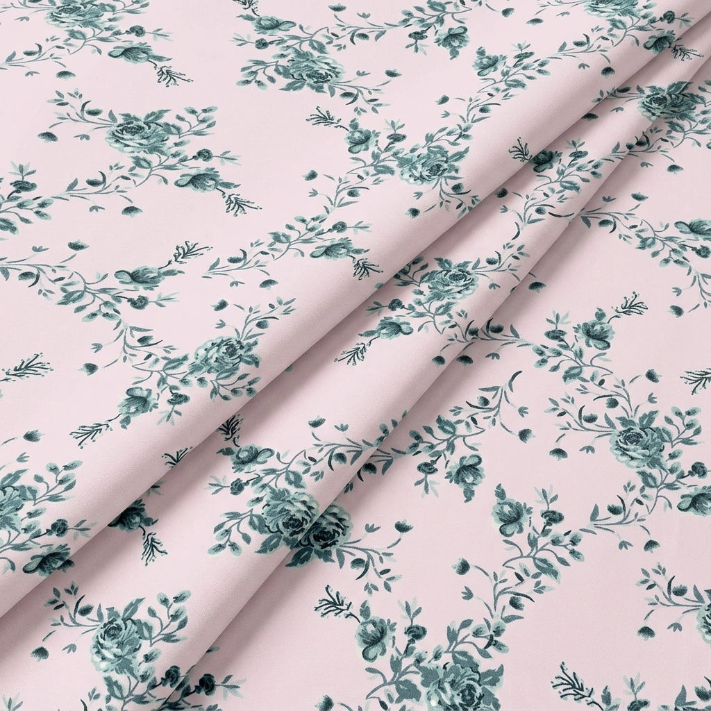 Folded Floral Baby Pink Floral Cotton Fabric