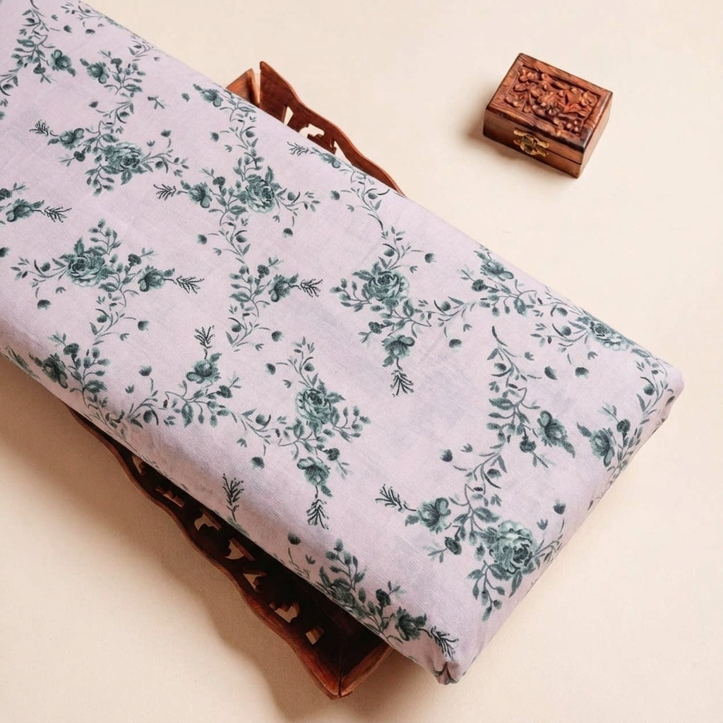 Folded Baby Pink Floral Cotton Fabric Highlighting and Texture