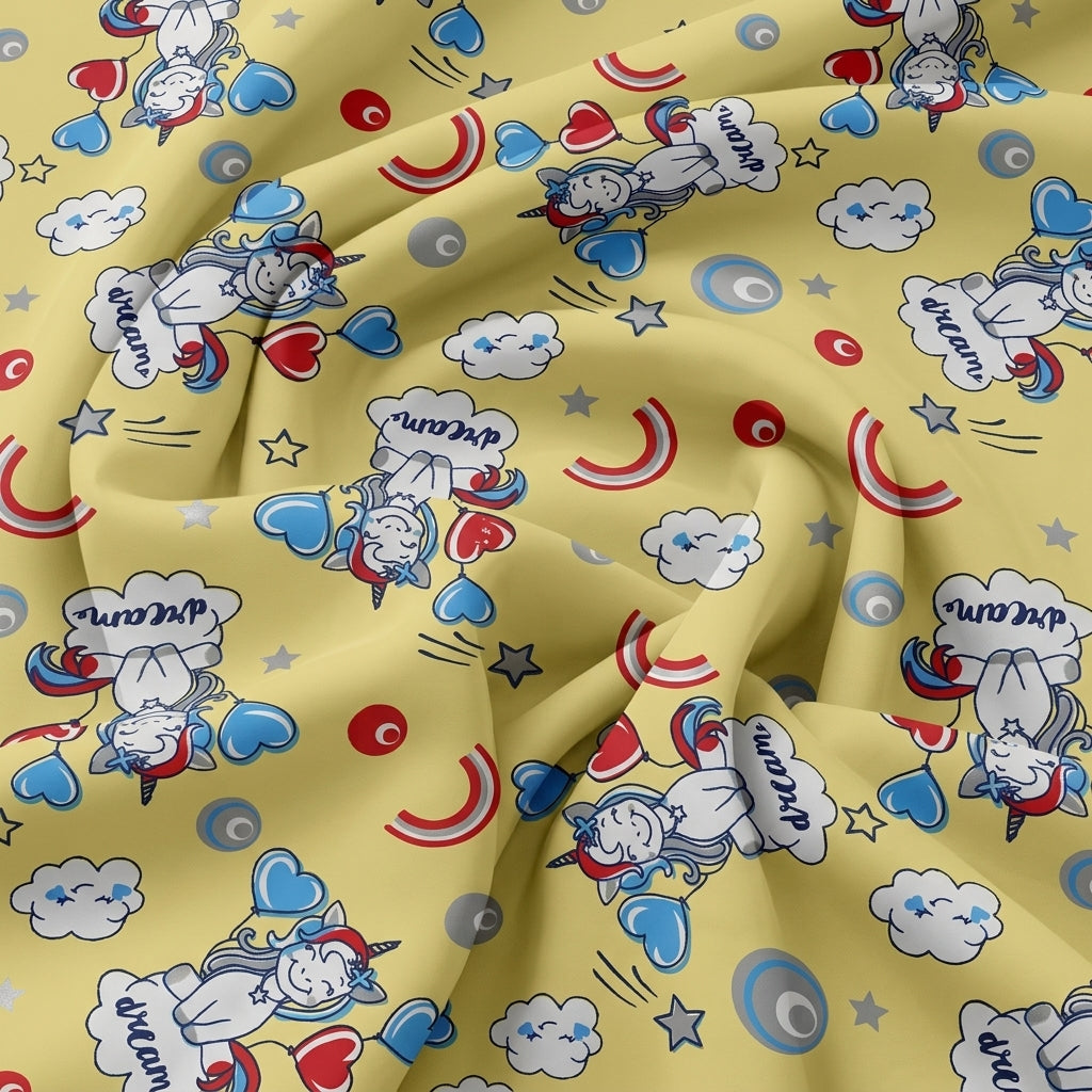 Swirled Printed Yellow Printed Cotton Fabric