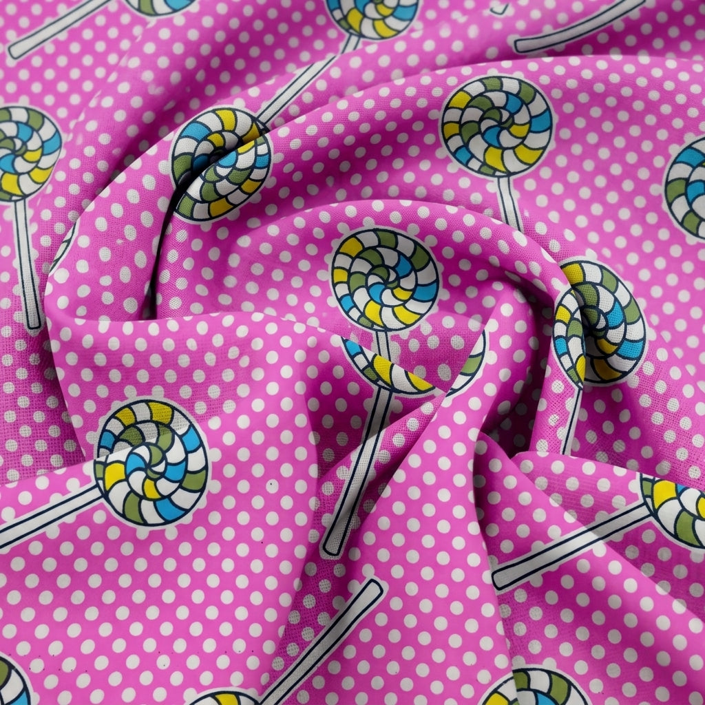 Swirled Printed Pink Printed Cotton Fabric