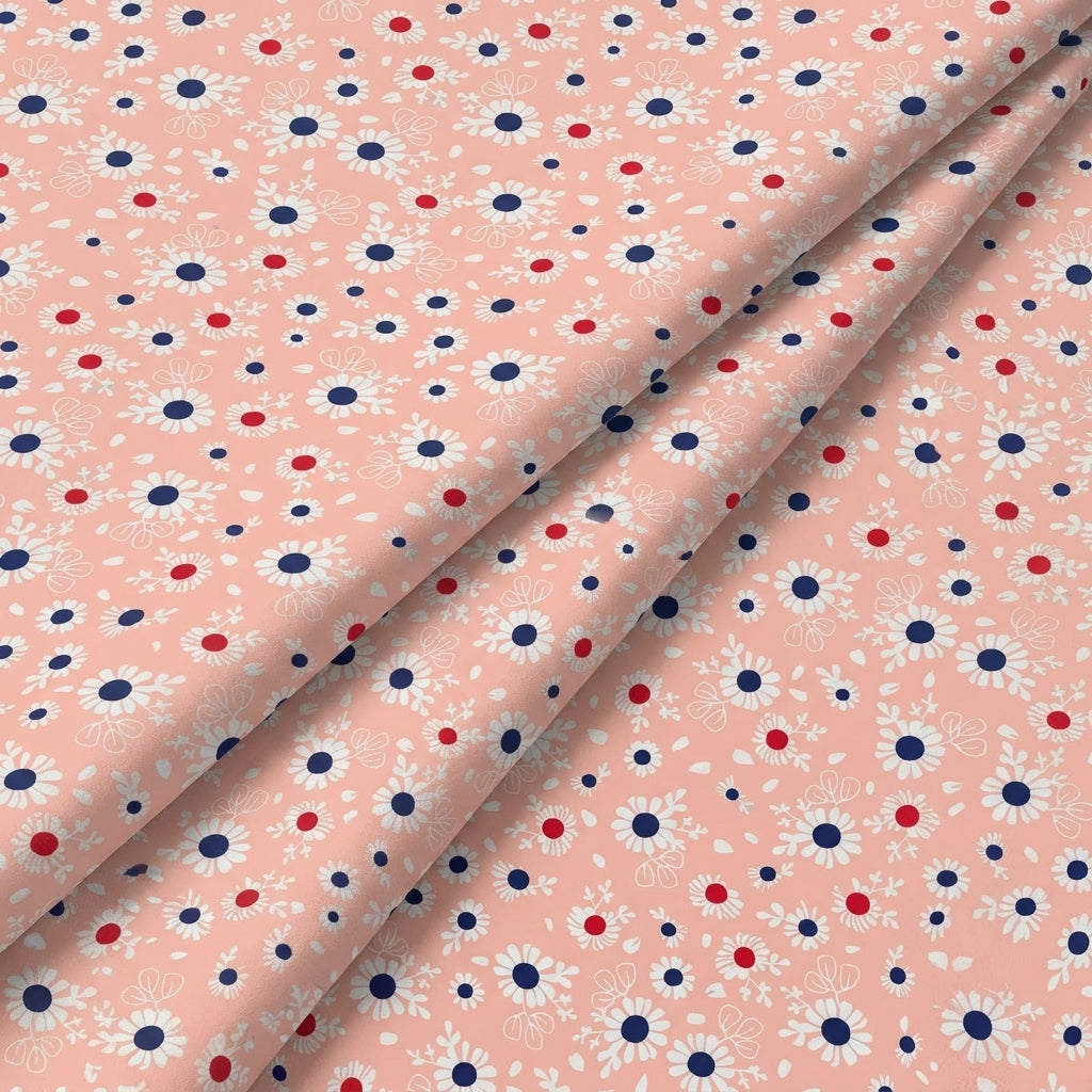 Folded Floral Peach Floral Cotton Fabric