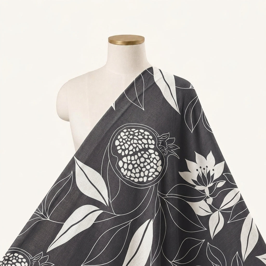 Floral Black Floral Tissue Fabric Draped as a saree