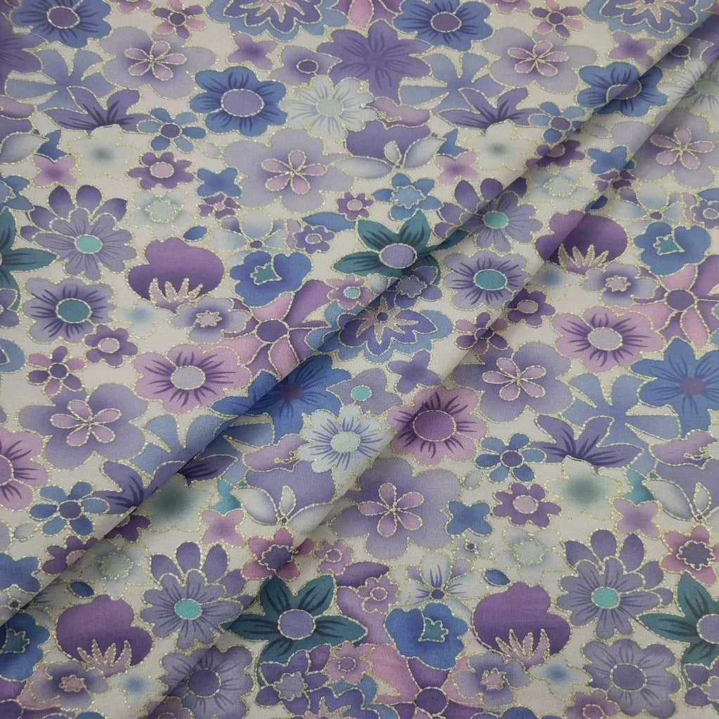 Folded Embroidery Violet Embroidery Crepe Fabric
